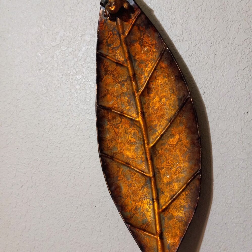 Coppery Brassy Metal Leaf Tray
